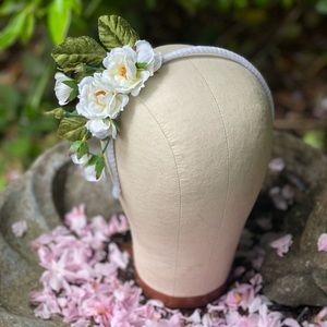 White Rose Bridal Headband